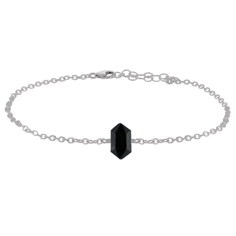 Black Tourmaline Double Terminated Crystal Point Anklet