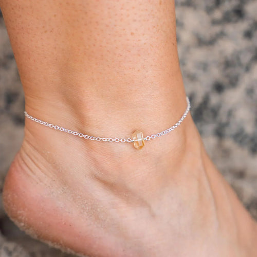 Custom Double Terminated Crystal Point Anklet - Custom Double Terminated Crystal Point Anklet - Sterling Silver / M 20-25cm (8-10") - Standard - Luna Tide Handmade Crystal Jewellery