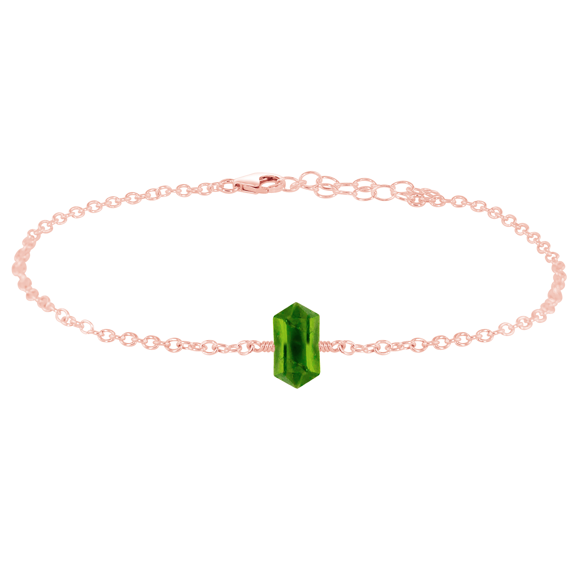 Peridot Double Terminated Crystal Point Anklet