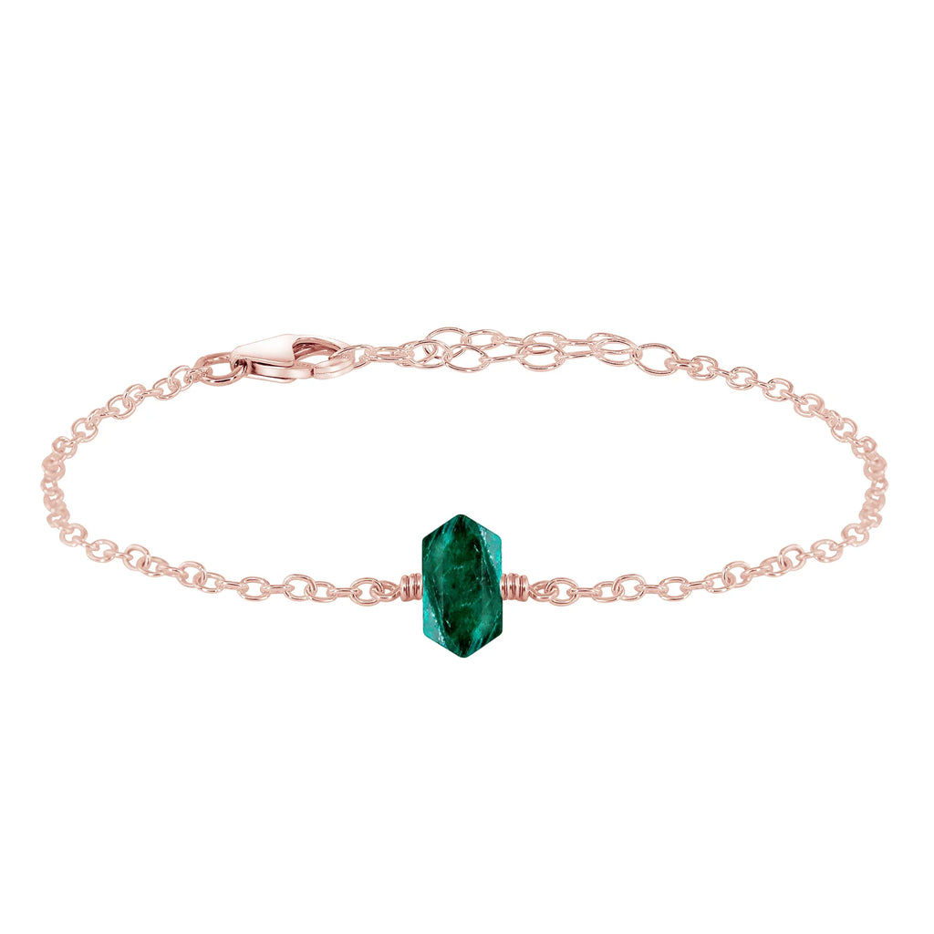 Emerald Double Terminated Mini Crystal Point Bracelet
