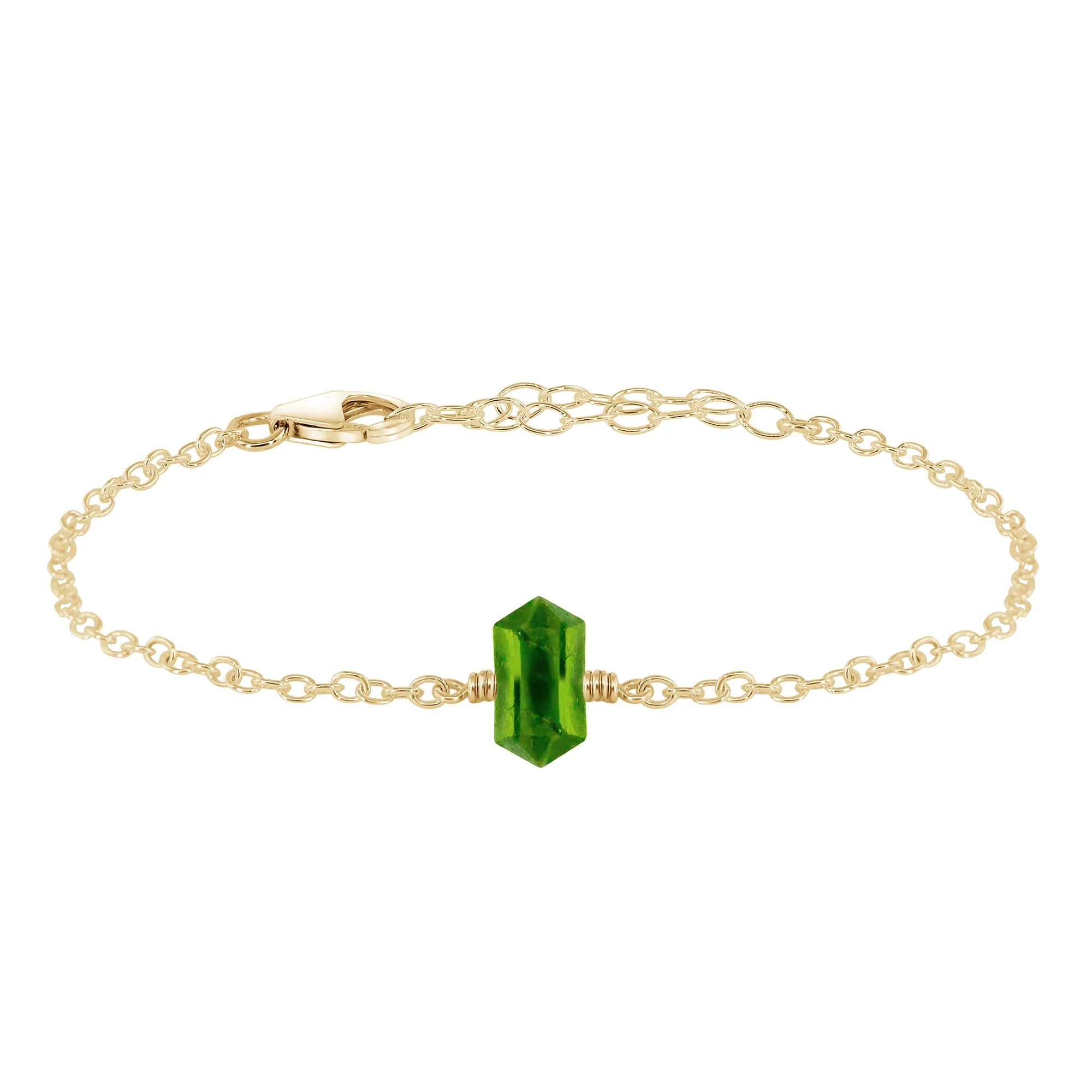 Peridot Double Terminated Mini Crystal Point Bracelet