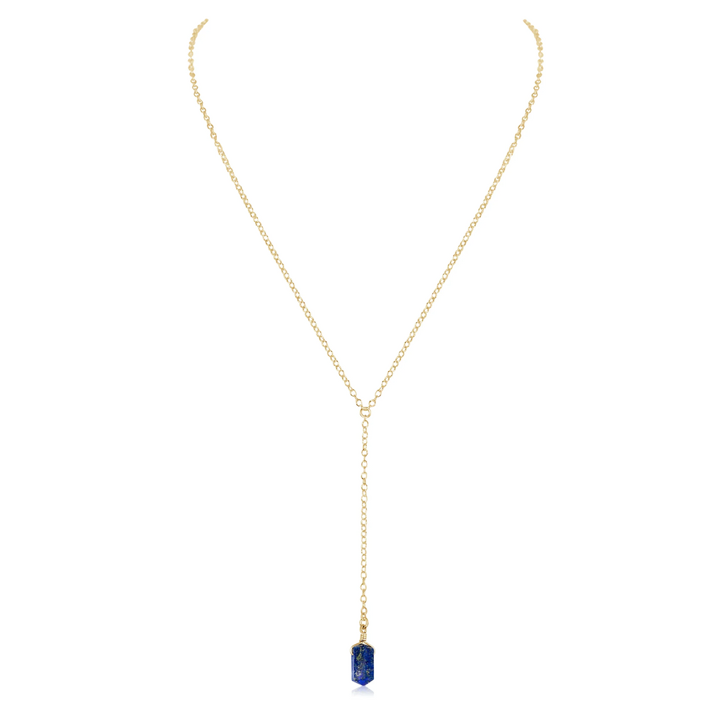 Lapis Lazuli Double Terminated Mini Crystal Point Lariat Necklace