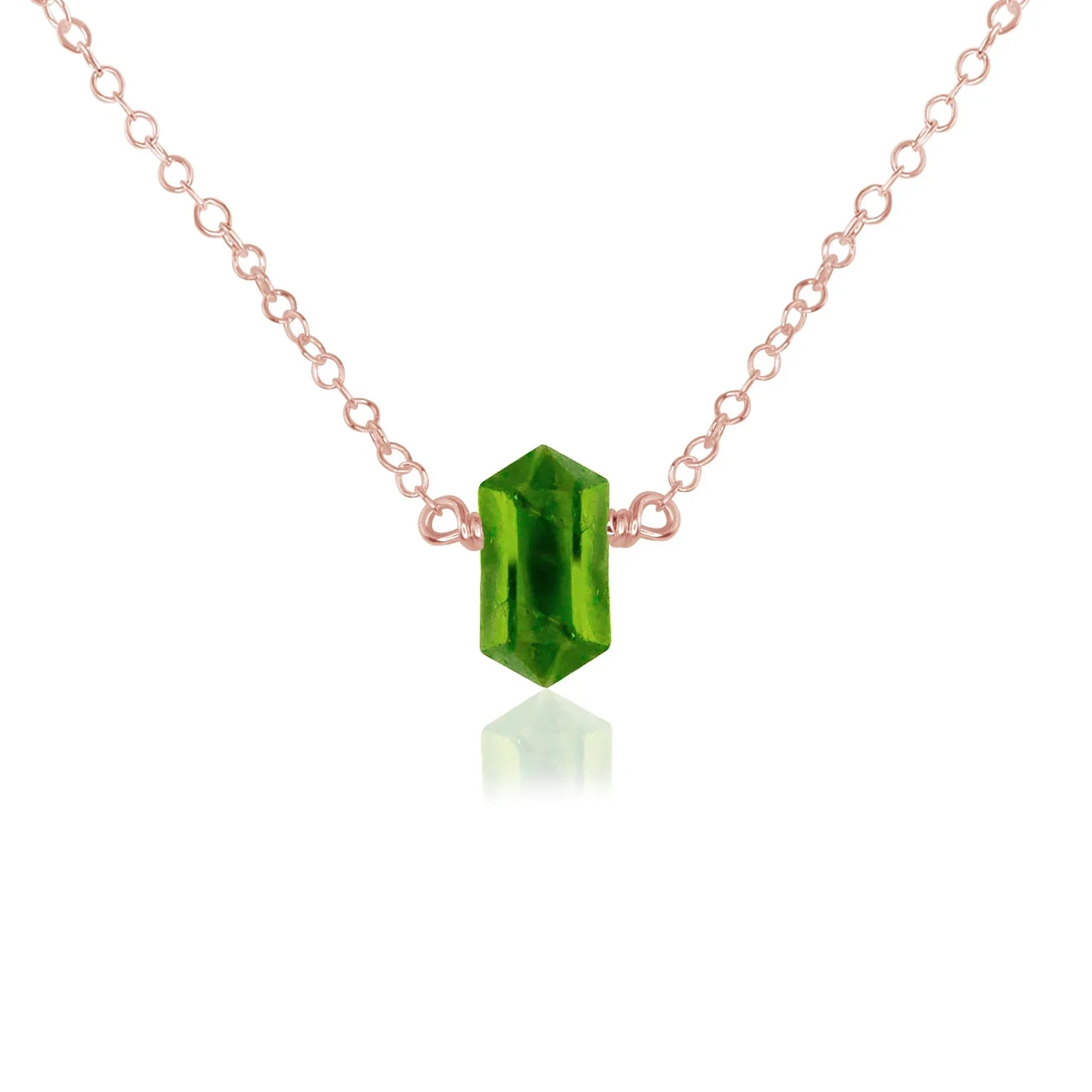 Double Terminated Peridot Mini Crystal Point Necklace