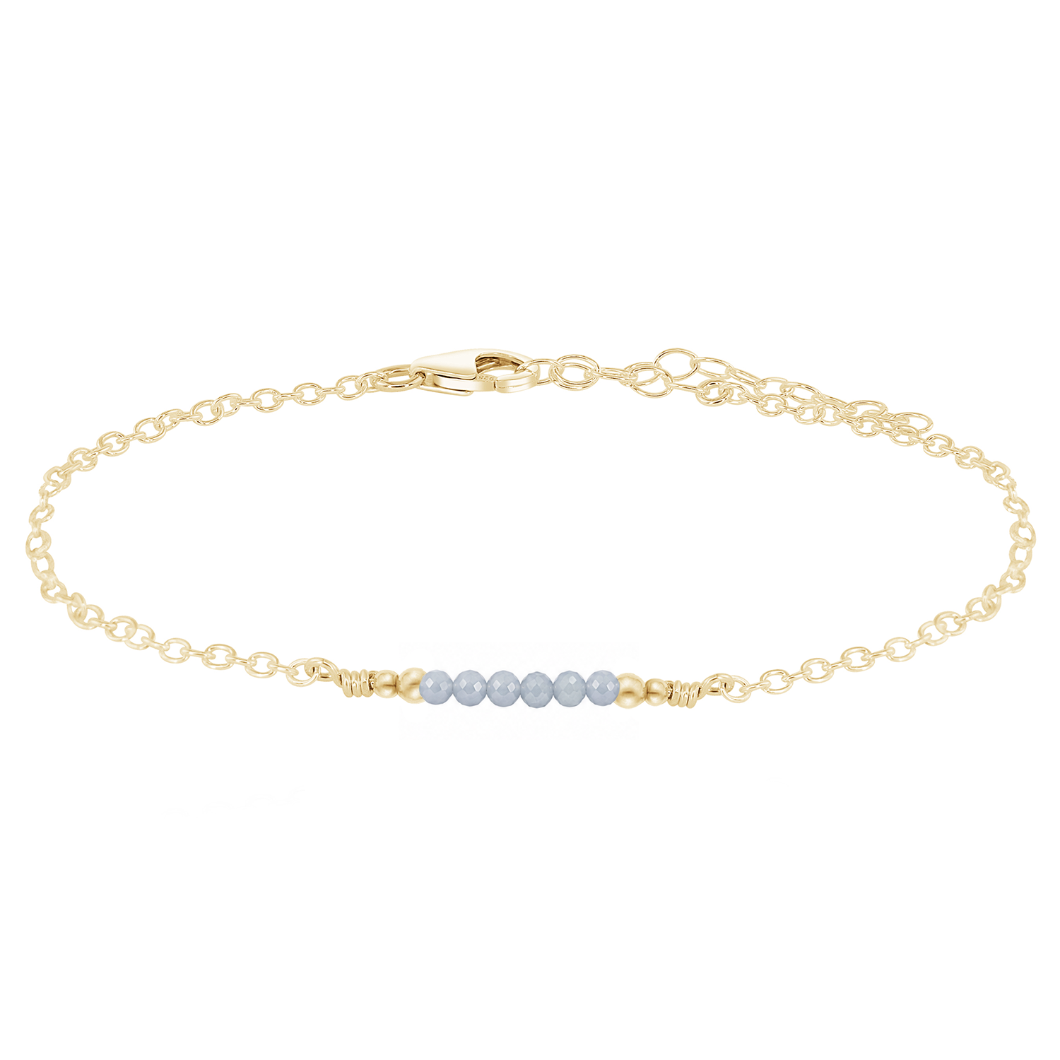 Sparkling Angelite Gemstone Faceted Bead Bar Anklet