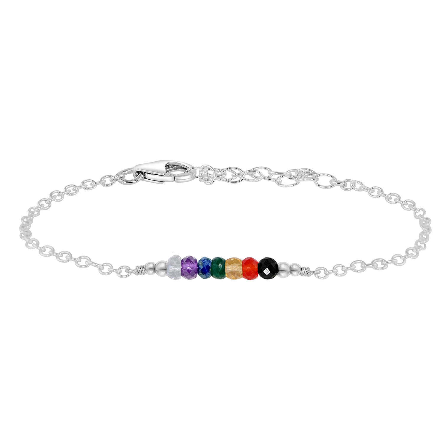 Sparkling Chakra Crystals Faceted Bead Bar Bracelet