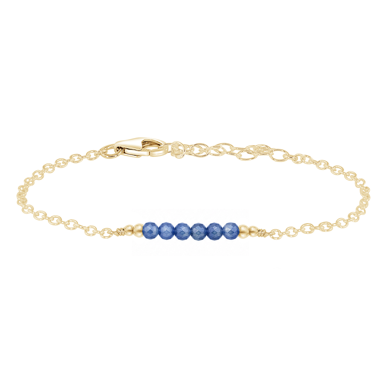 Sparkling Kyanite Gemstone Faceted Bead Bar Bracelet