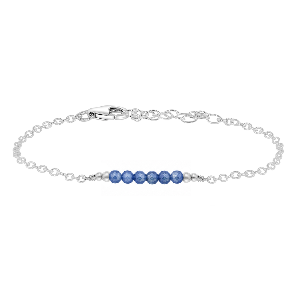 Sparkling Kyanite Gemstone Faceted Bead Bar Bracelet