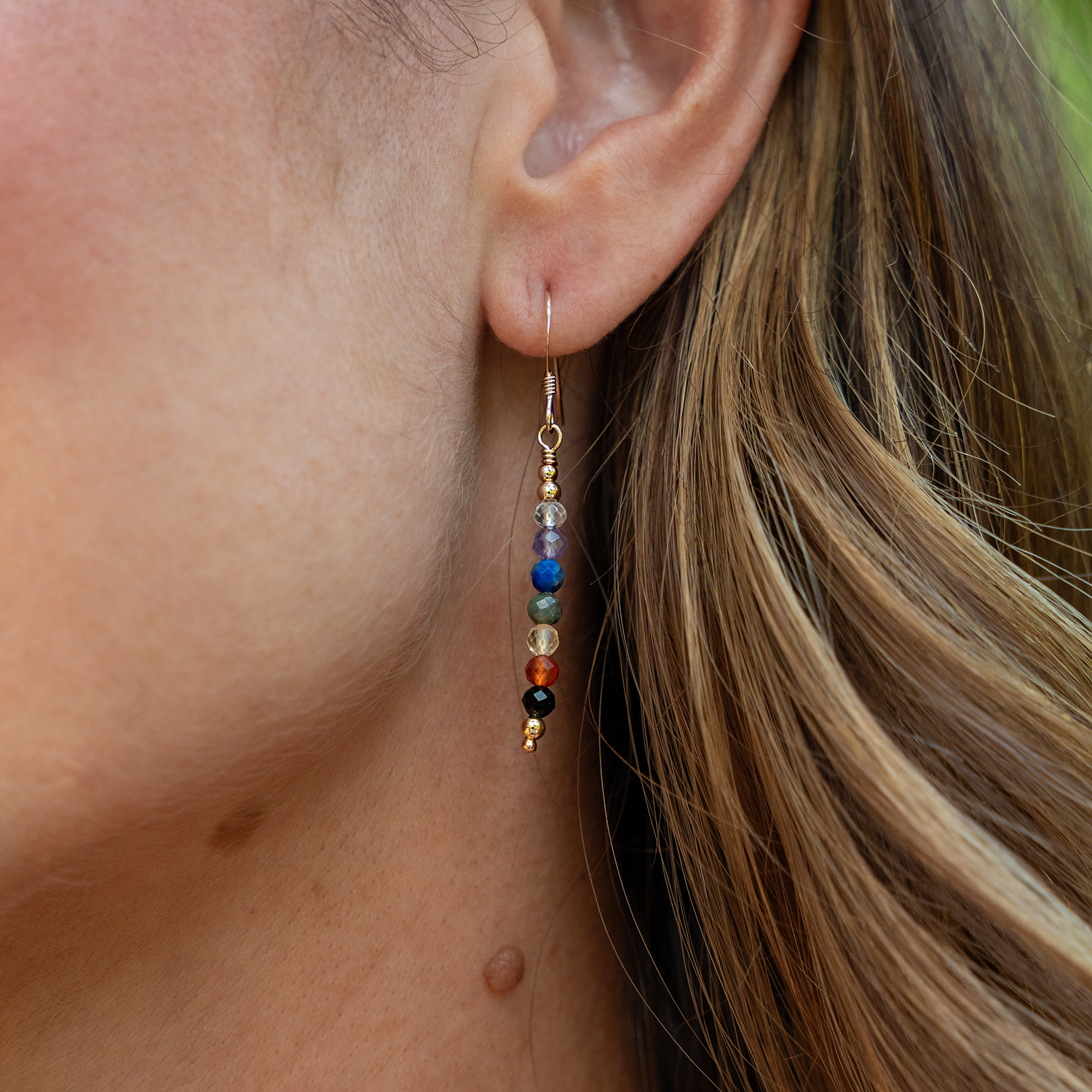 Chakra Energy Crystal Bar Dangle Earrings