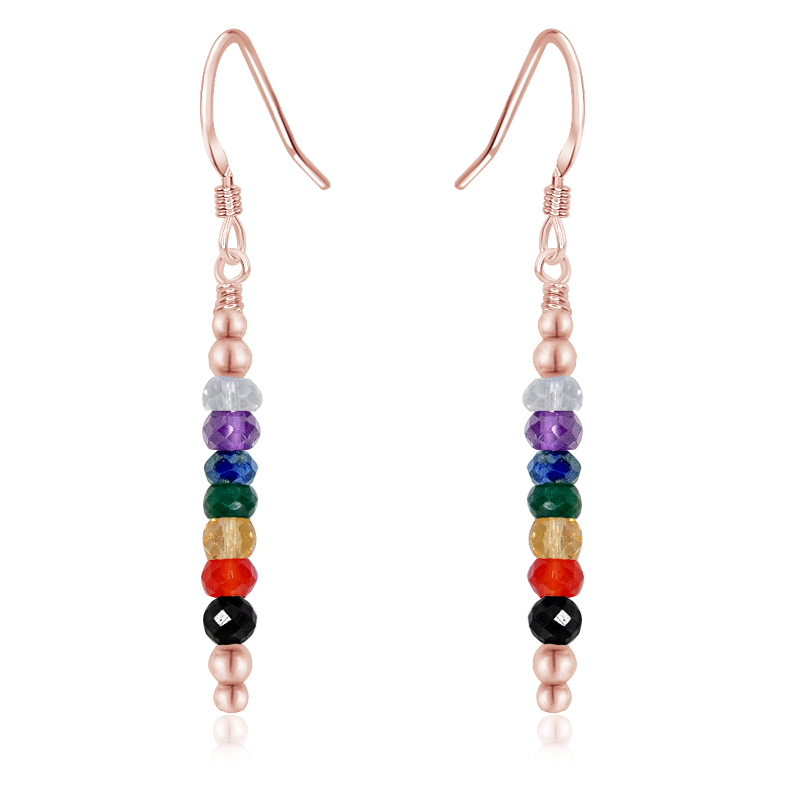 Chakra Energy Crystal Bar Dangle Earrings