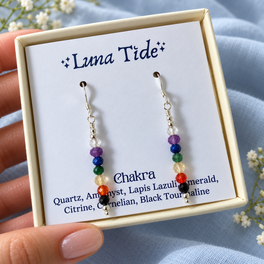 Chakra Energy Crystal Bar Dangle Earrings