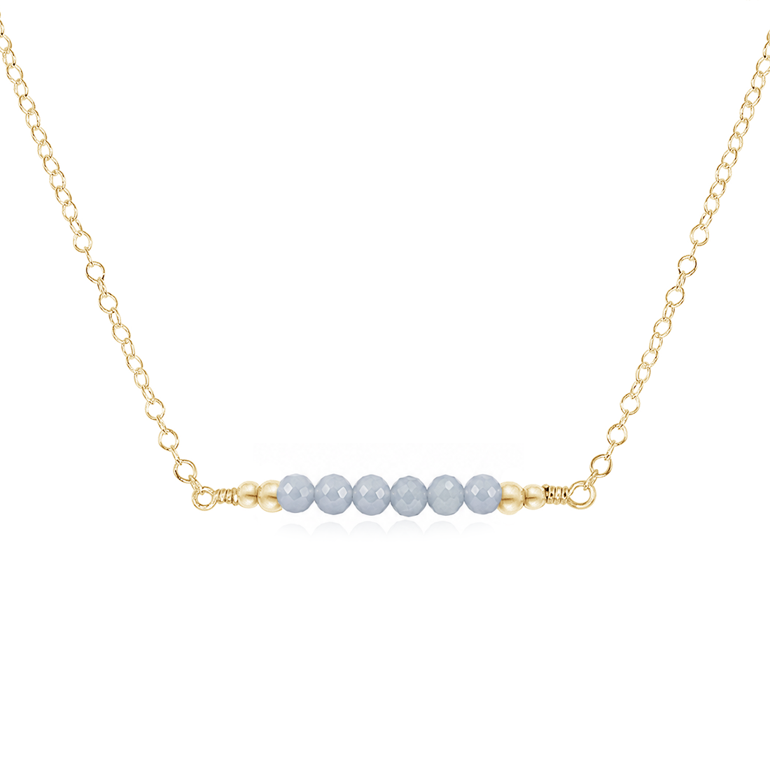 Sparkling Angelite Faceted Bead Bar Necklace