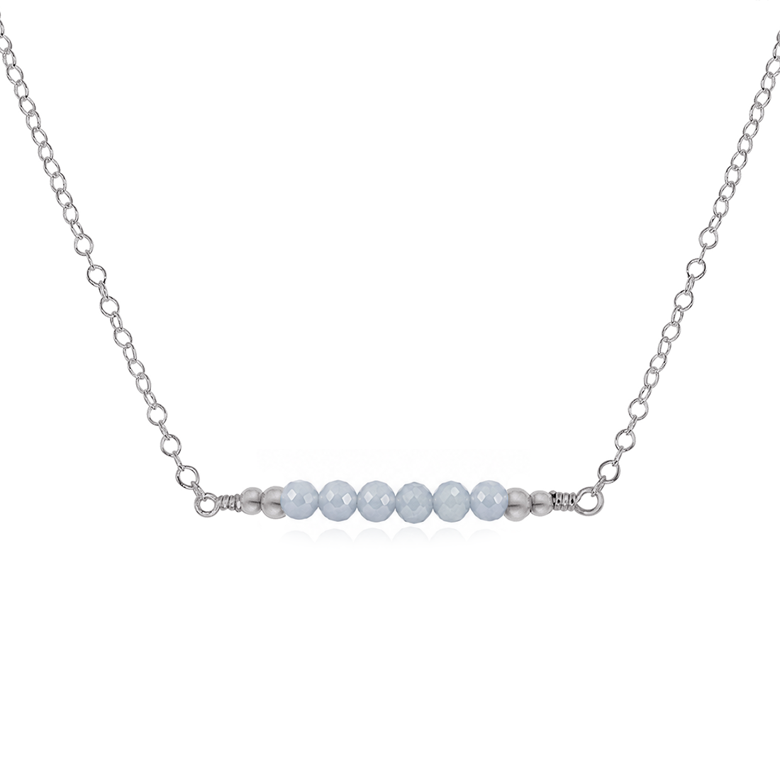 Sparkling Angelite Faceted Bead Bar Necklace