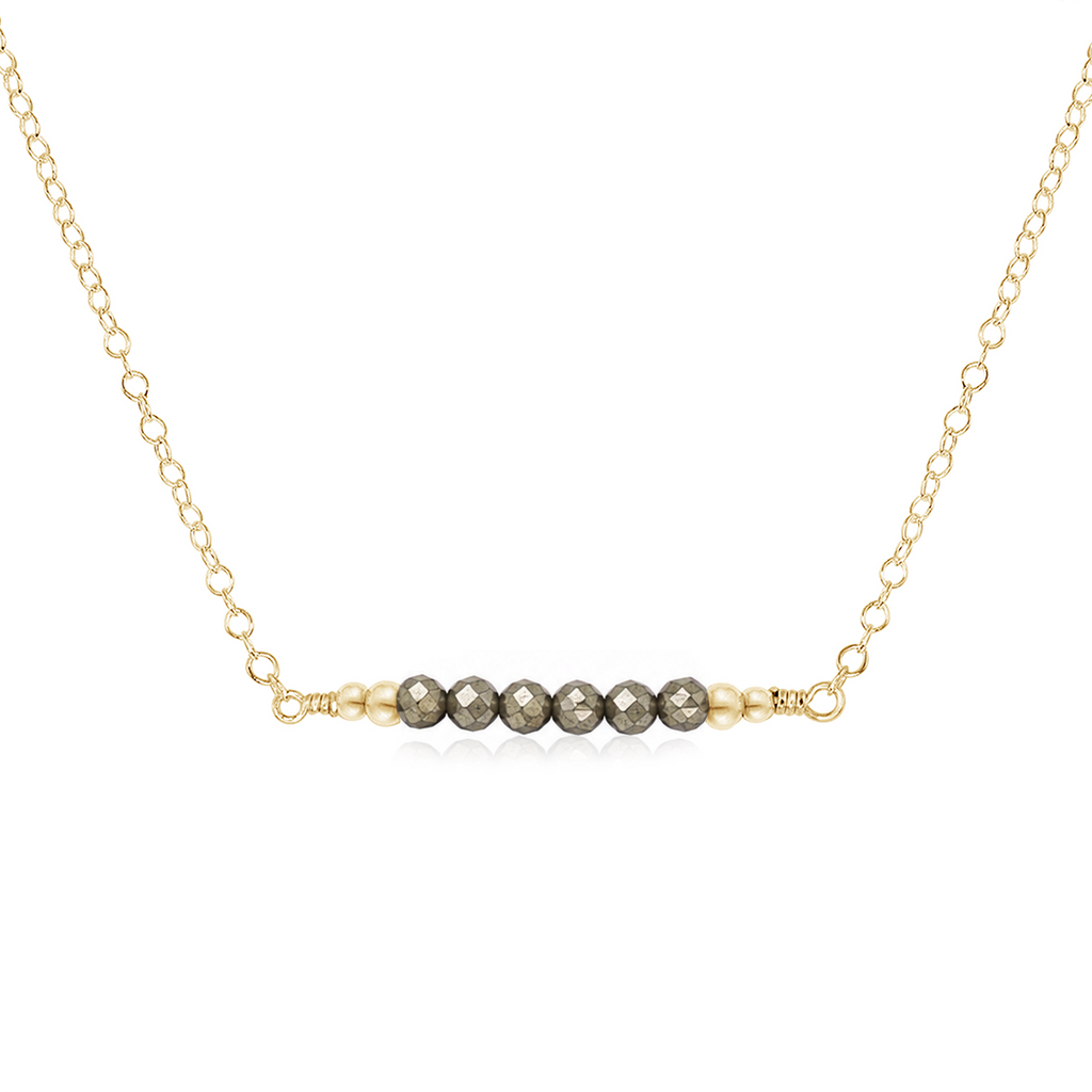 Sparkling Pyrite Faceted Bead Bar Necklace