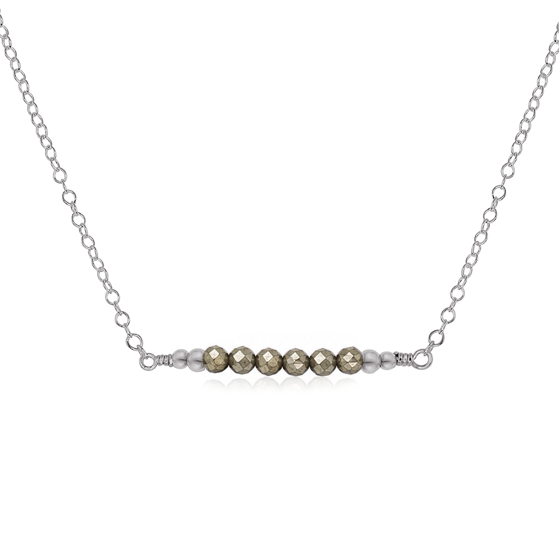 Sparkling Pyrite Faceted Bead Bar Necklace