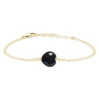 Black Onyx Crystal Heart Bracelet - Black Onyx Crystal Heart Bracelet - 14k Gold Fill - Luna Tide Handmade Crystal Jewellery