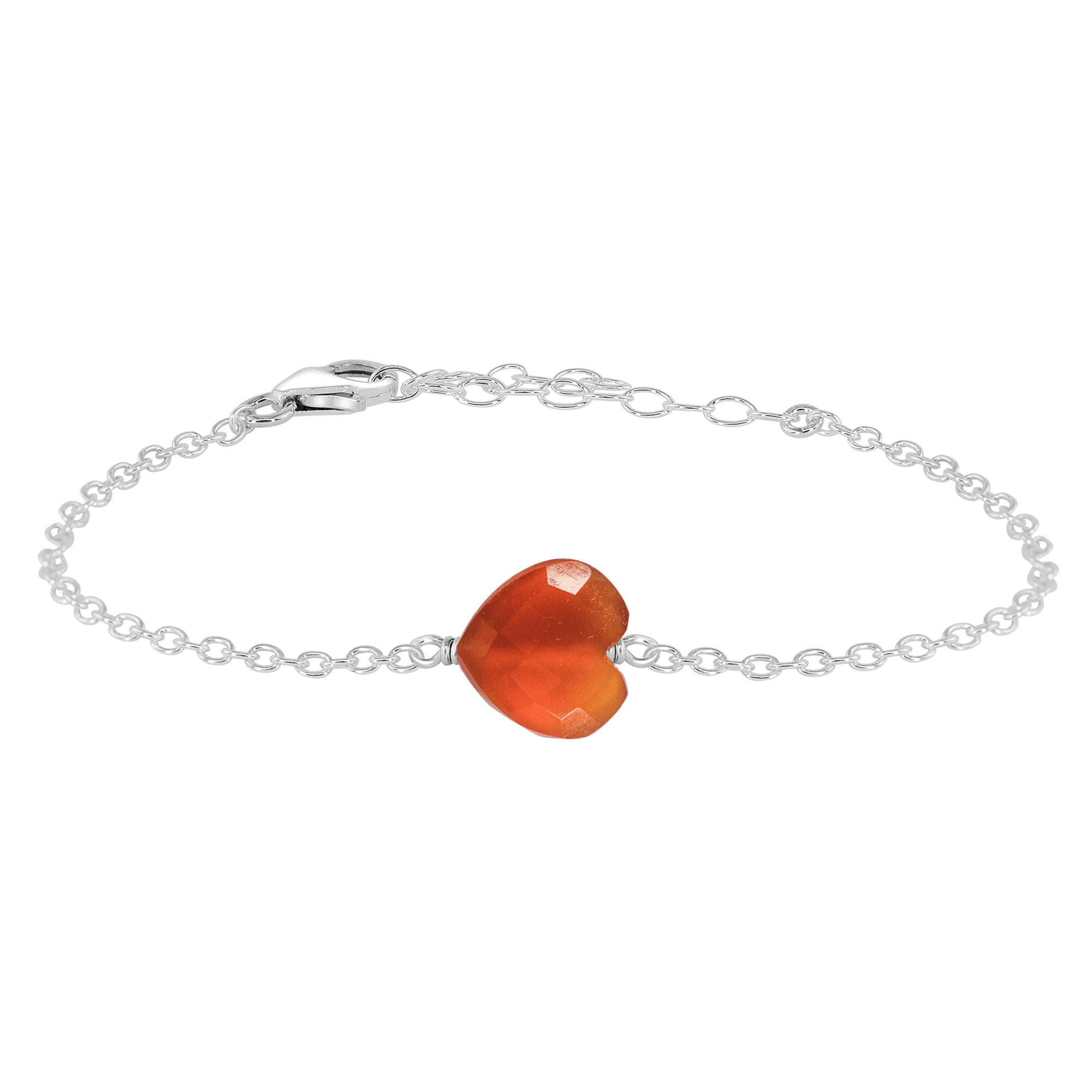 Carnelian Crystal Heart Bracelet - Carnelian Crystal Heart Bracelet - Sterling Silver - Luna Tide Handmade Crystal Jewellery