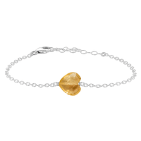 Citrine Crystal Heart Bracelet - Citrine Crystal Heart Bracelet - Sterling Silver - Luna Tide Handmade Crystal Jewellery