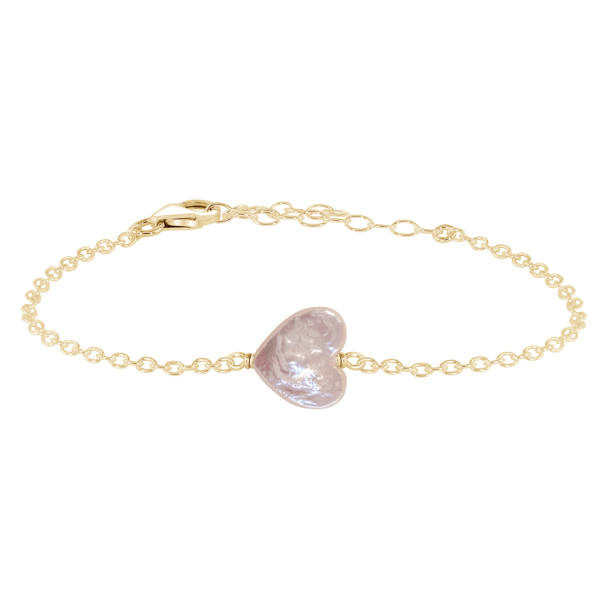 Freshwater Pearl Heart Bracelet - Freshwater Pearl Heart Bracelet - 14k Gold Fill - Luna Tide Handmade Crystal Jewellery