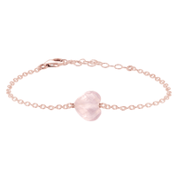 Rose Quartz Crystal Heart Bracelet - Rose Quartz Crystal Heart Bracelet - 14k Rose Gold Fill - Luna Tide Handmade Crystal Jewellery