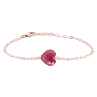 Ruby Crystal Heart Bracelet - Ruby Crystal Heart Bracelet - 14k Rose Gold Fill - Luna Tide Handmade Crystal Jewellery