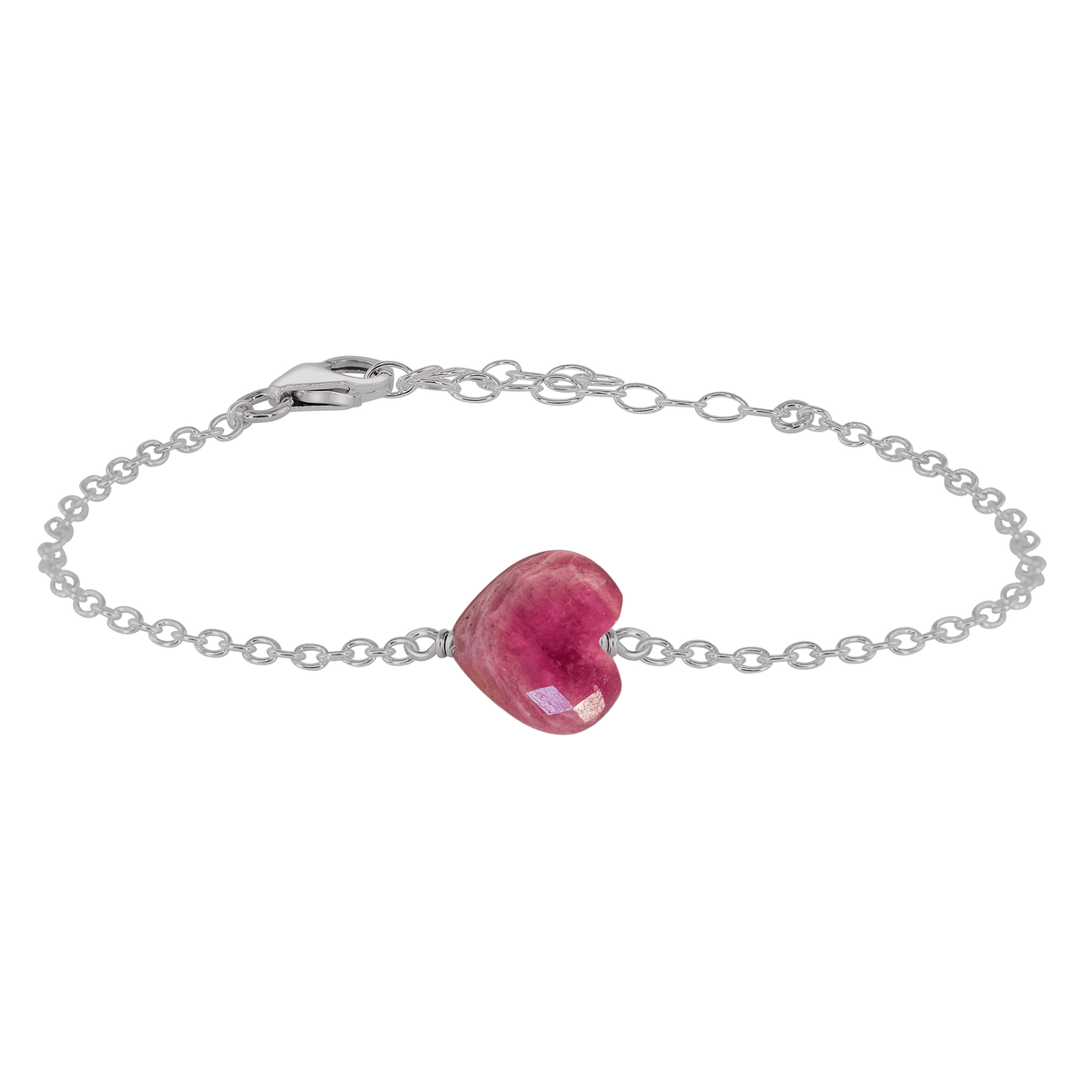 Ruby Crystal Heart Bracelet - Ruby Crystal Heart Bracelet - Stainless Steel - Luna Tide Handmade Crystal Jewellery
