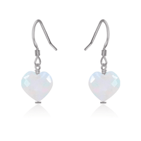 Rainbow Moonstone Crystal Heart Dangle Earrings - Rainbow Moonstone Crystal Heart Dangle Earrings - Stainless Steel - Luna Tide Handmade Crystal Jewellery