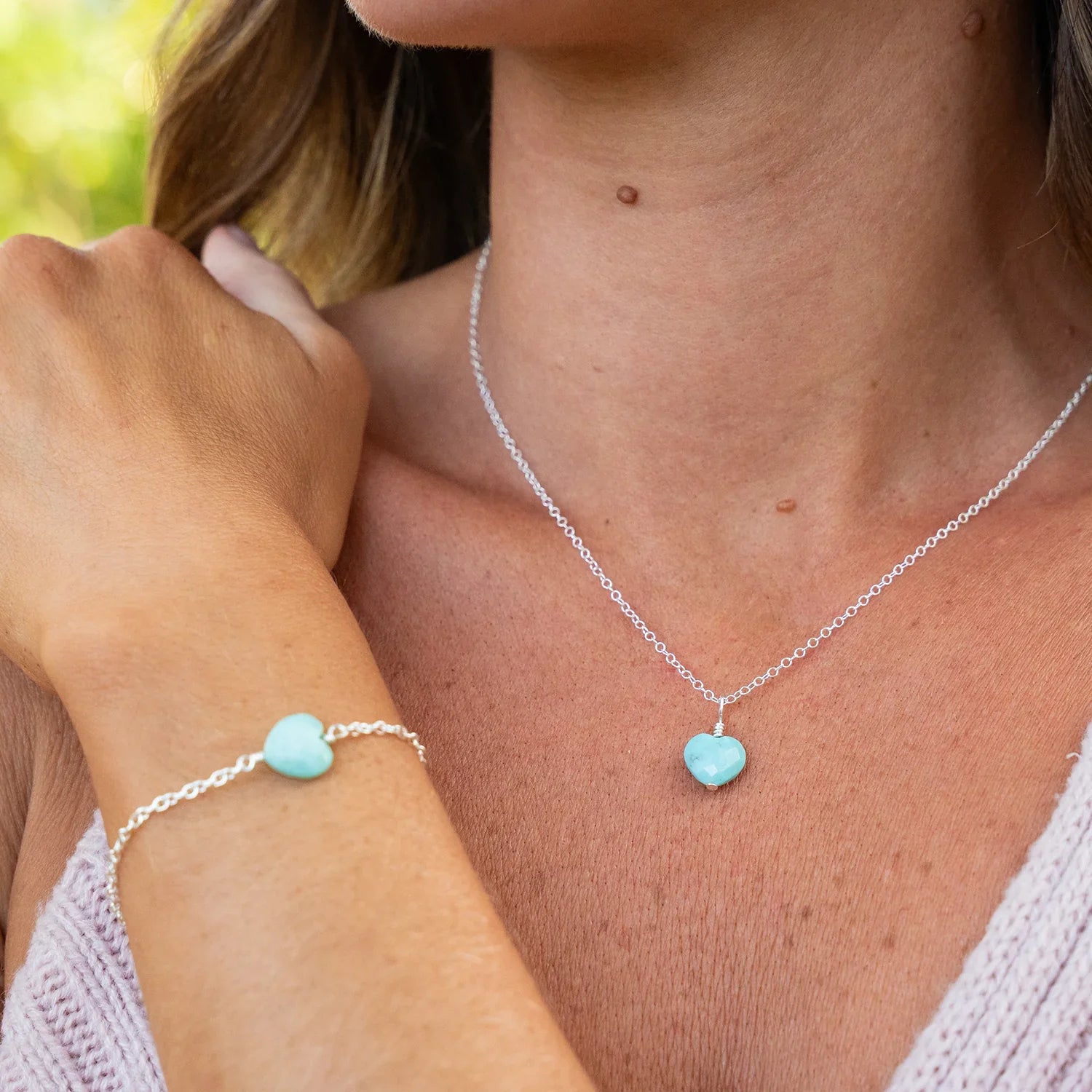 Turquoise Crystal Heart Jewellery Set