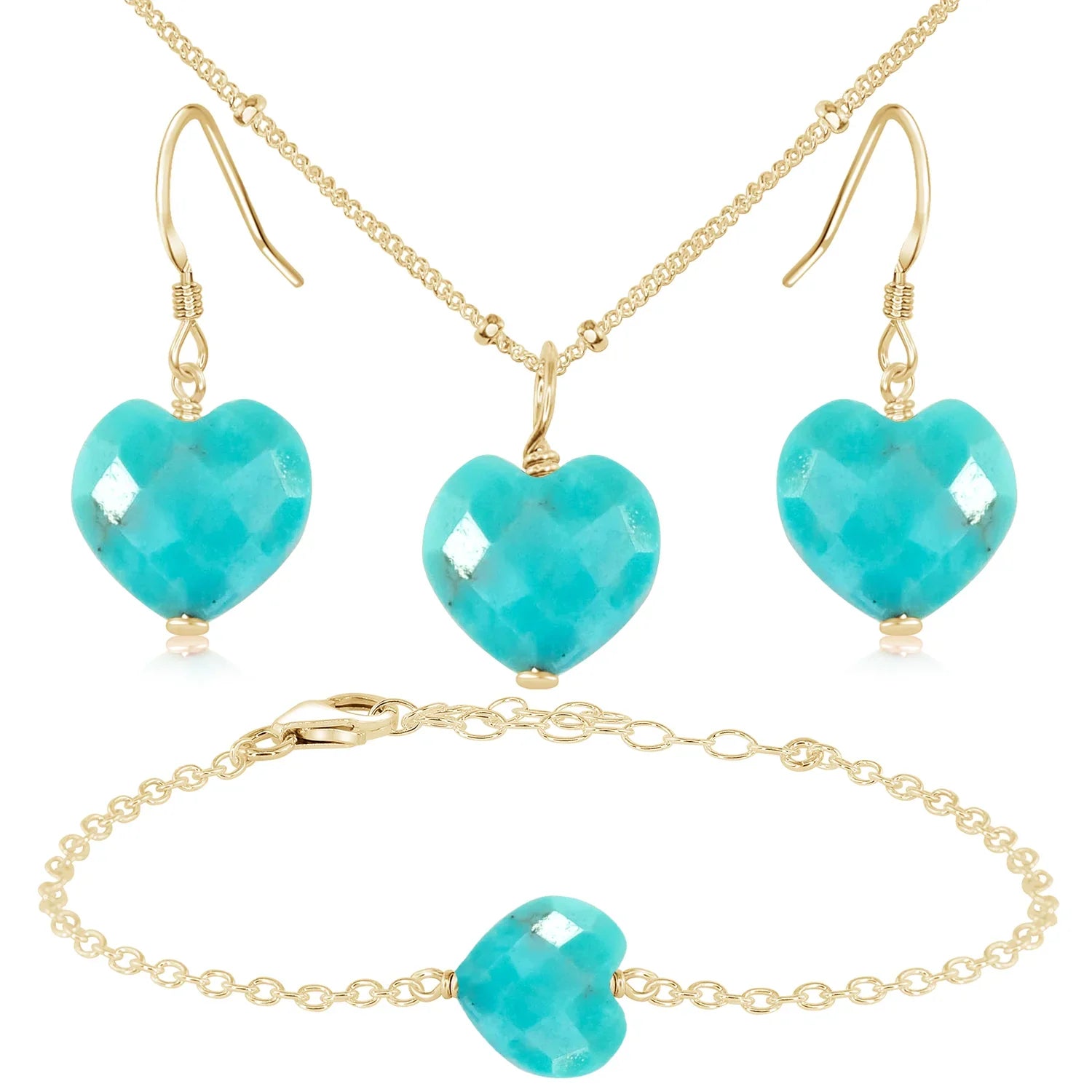Turquoise Crystal Heart Jewellery Set