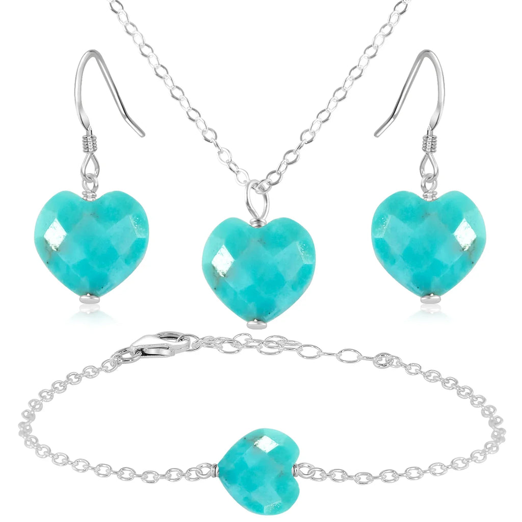 Turquoise Crystal Heart Jewellery Set
