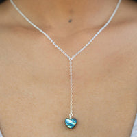 Abalone Shell Heart Lariat Necklace - Abalone Shell Heart Lariat Necklace - Sterling Silver - Luna Tide Handmade Crystal Jewellery