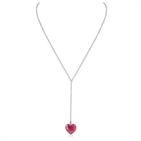 Ruby Crystal Heart Lariat Necklace - Ruby Crystal Heart Lariat Necklace - Stainless Steel - Luna Tide Handmade Crystal Jewellery
