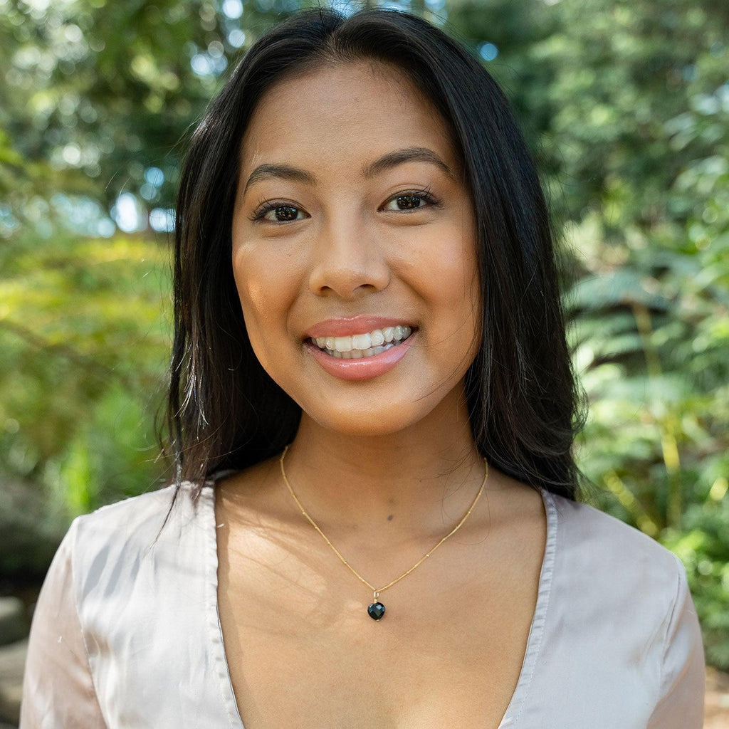 Black Onyx Crystal Heart Pendant Necklace - Black Onyx Crystal Heart Pendant Necklace - Sterling Silver / Cable - Luna Tide Handmade Crystal Jewellery