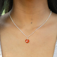 Carnelian Crystal Heart Pendant Necklace - Carnelian Crystal Heart Pendant Necklace - 14k Gold Fill / Cable - Luna Tide Handmade Crystal Jewellery