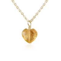 Citrine Crystal Heart Pendant Necklace - Citrine Crystal Heart Pendant Necklace - 14k Gold Fill / Cable - Luna Tide Handmade Crystal Jewellery