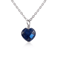 Lapis Lazuli Crystal Heart Pendant Necklace - Lapis Lazuli Crystal Heart Pendant Necklace - Stainless Steel / Cable - Luna Tide Handmade Crystal Jewellery