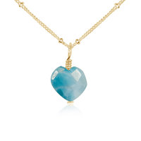 Larimar Crystal Heart Pendant Necklace - Larimar Crystal Heart Pendant Necklace - 14k Gold Fill / Satellite - Luna Tide Handmade Crystal Jewellery