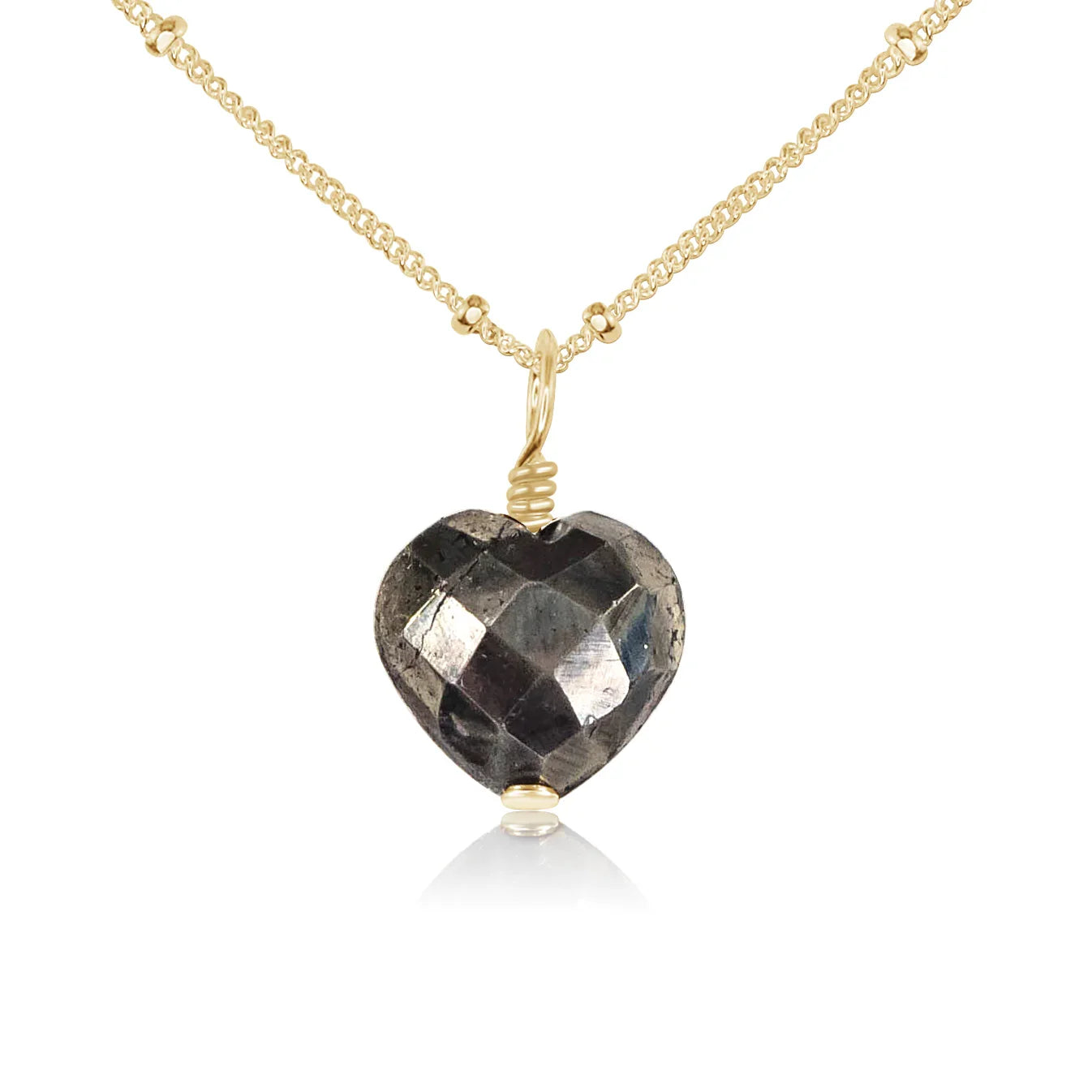 Pyrite Crystal Heart Pendant Necklace