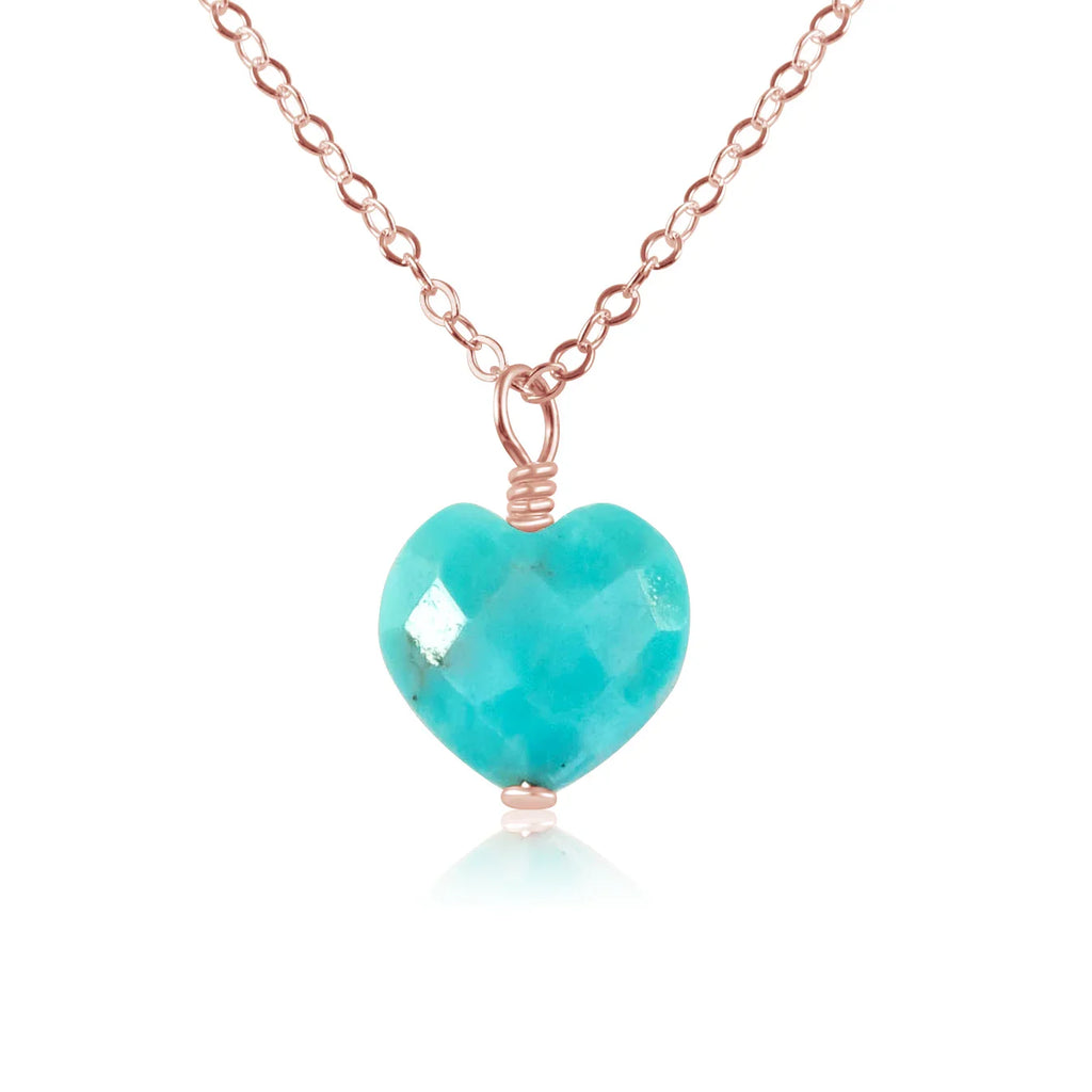 Turquoise Crystal Heart Pendant Necklace