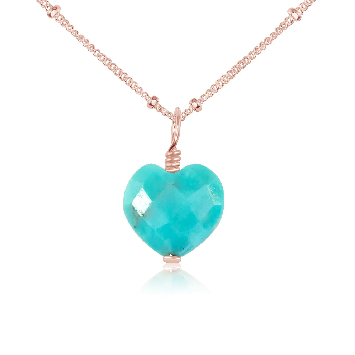 Turquoise Crystal Heart Pendant Necklace