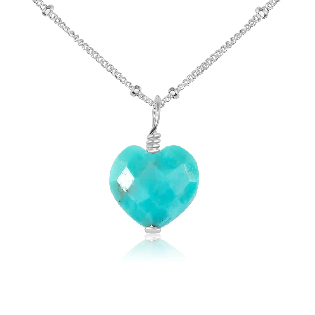 Turquoise Crystal Heart Pendant Necklace