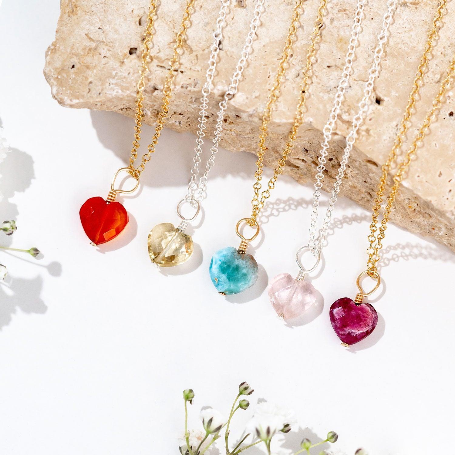 Custom Crystal Heart Pendant Necklace