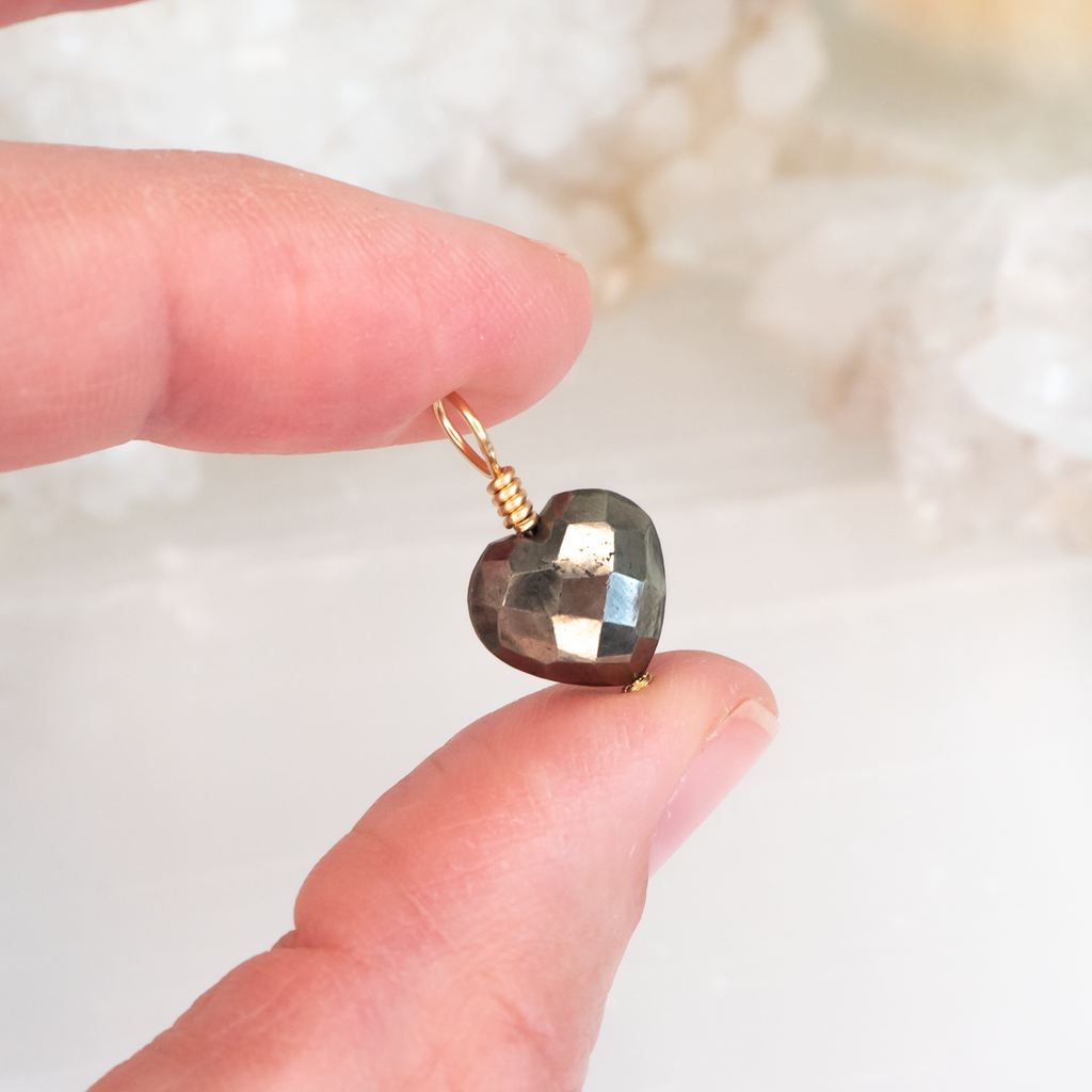 Pyrite Crystal Heart Pendant