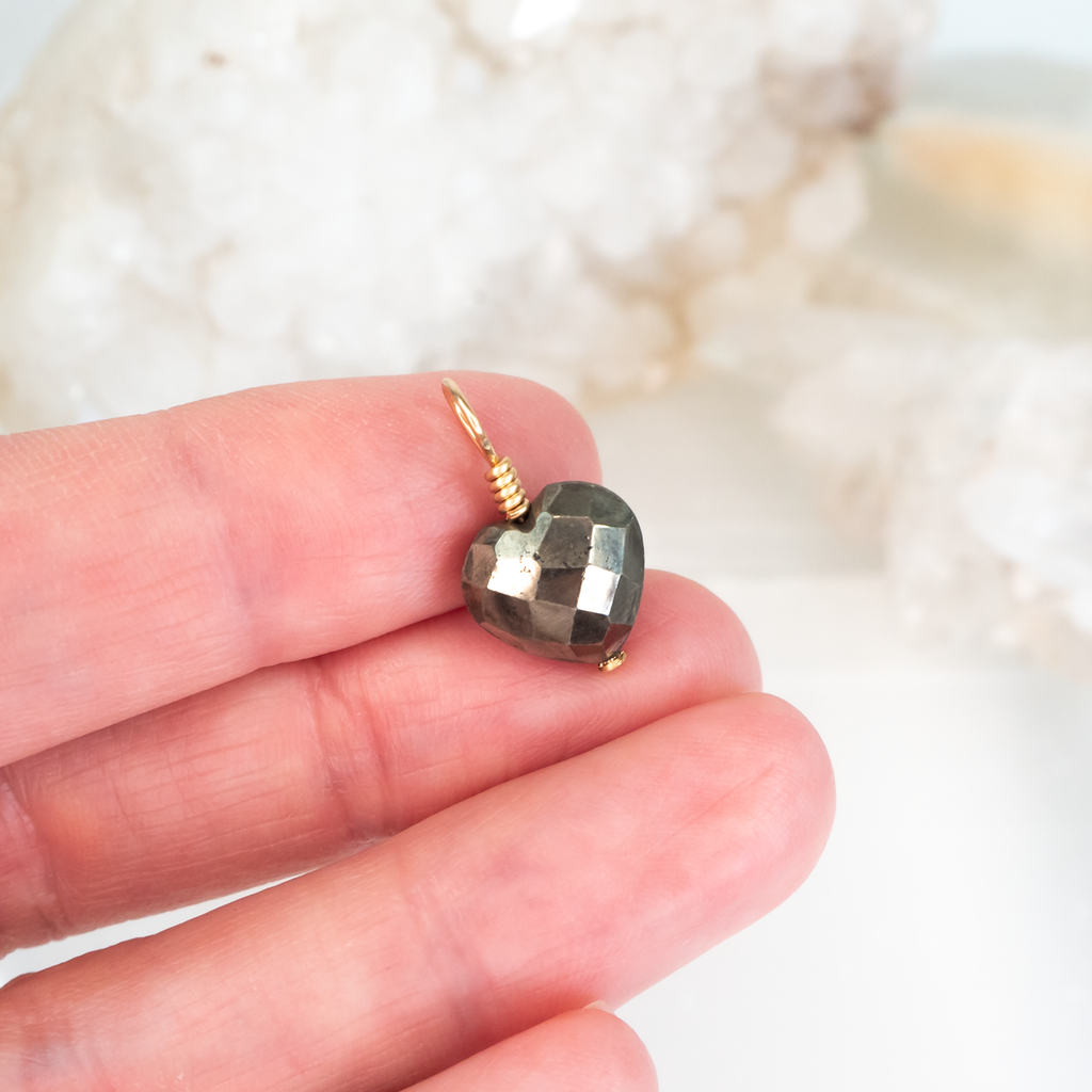 Pyrite Crystal Heart Pendant