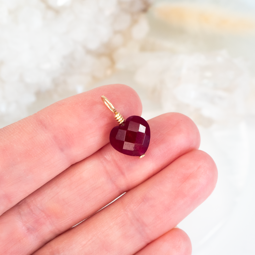 Ruby Crystal Heart Pendant