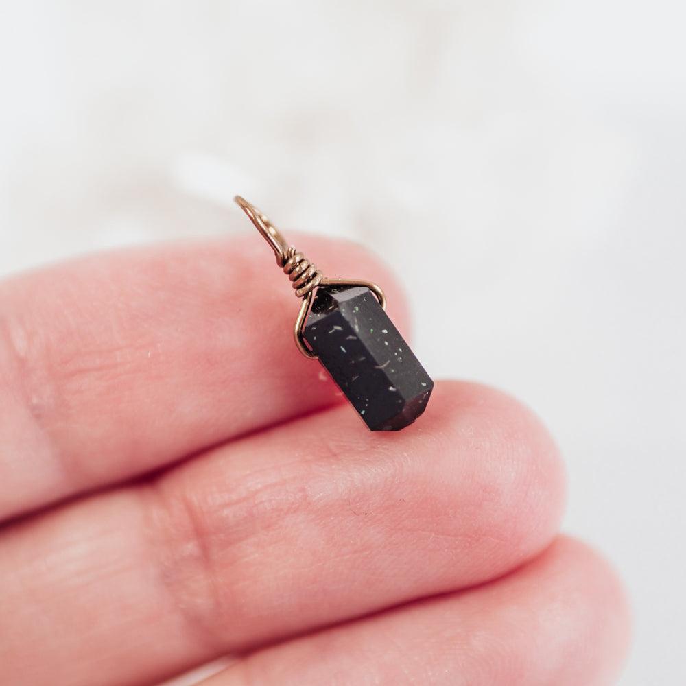 Imperfect Mini Double Terminated Crystal Pendant - Imperfect Mini Double Terminated Crystal Pendant - Sterling Silver / Black Tourmaline - Luna Tide Handmade Crystal Jewellery