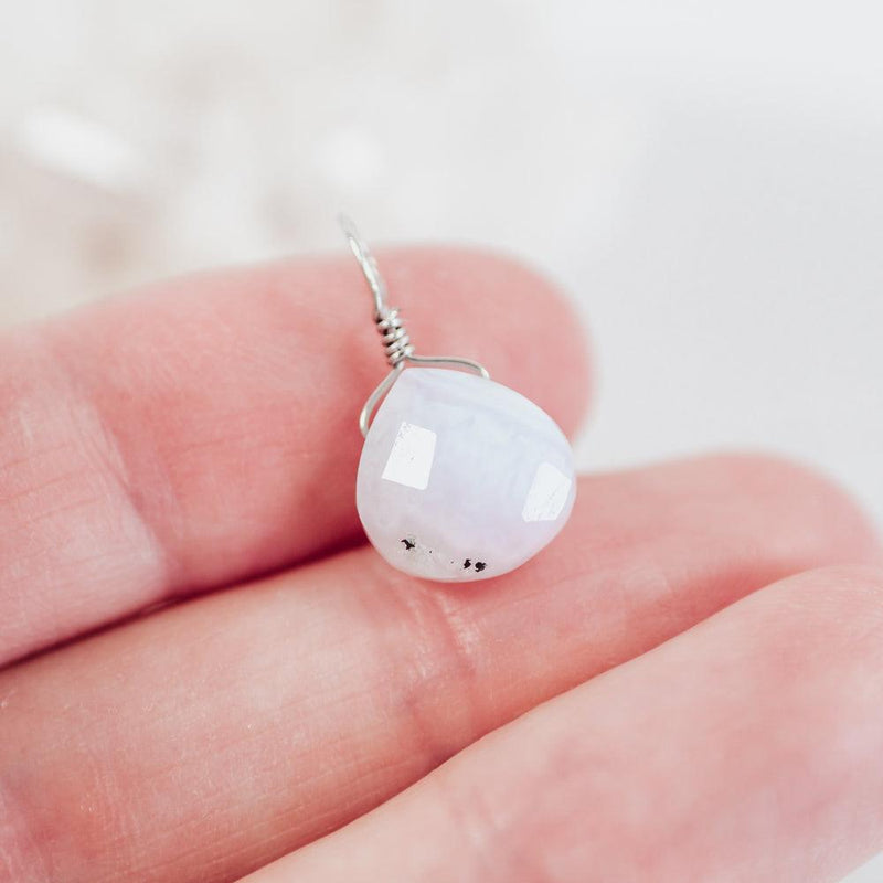 Imperfect Tiny Teardrop Gemstone Pendant - Imperfect Tiny Teardrop Gemstone Pendant - Sterling Silver / Amethyst - Luna Tide Handmade Crystal Jewellery