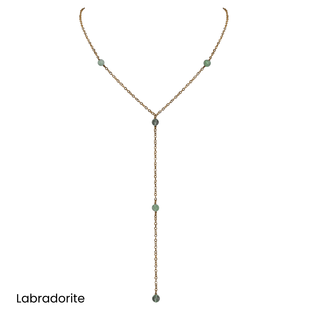 Bronze Dainty Crystal Lariat Necklace