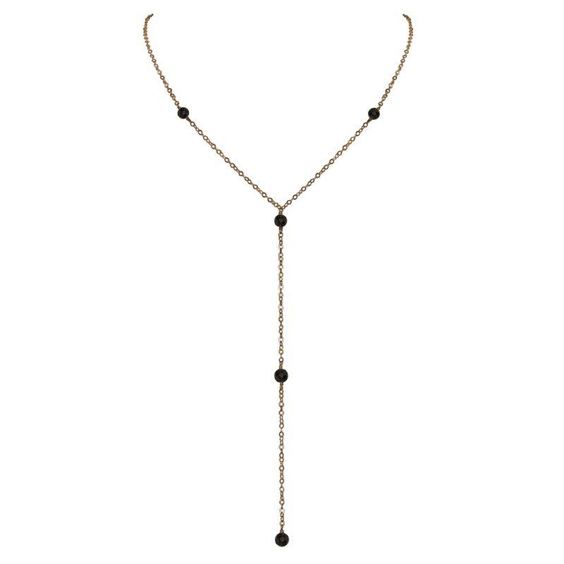 Bronze Lava Stone Dainty Crystal Lariat Necklace