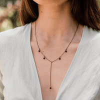 Bronze Lava Stone Gemstone Bead Drop Lariat Y Necklace