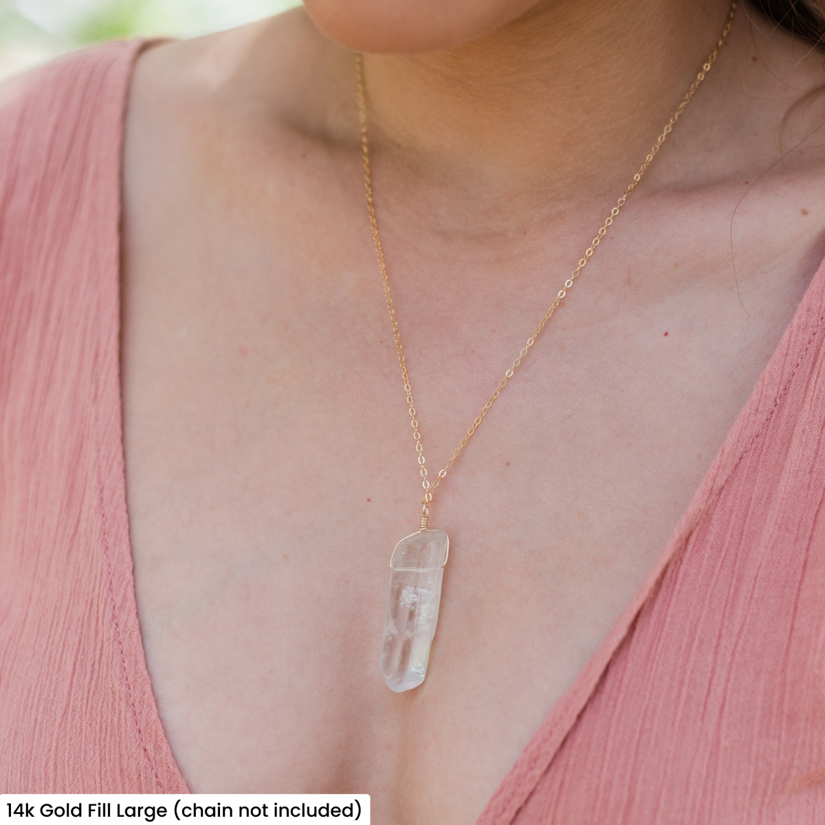 Raw Polished Natural Crystal Quartz Point Pendant